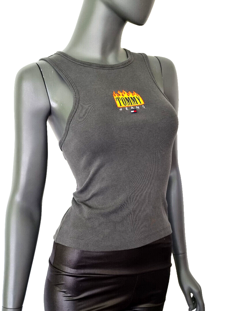 Tommy Jeans Ripp Tanktop Vintage Flame dunkelgrau Gr.34-40