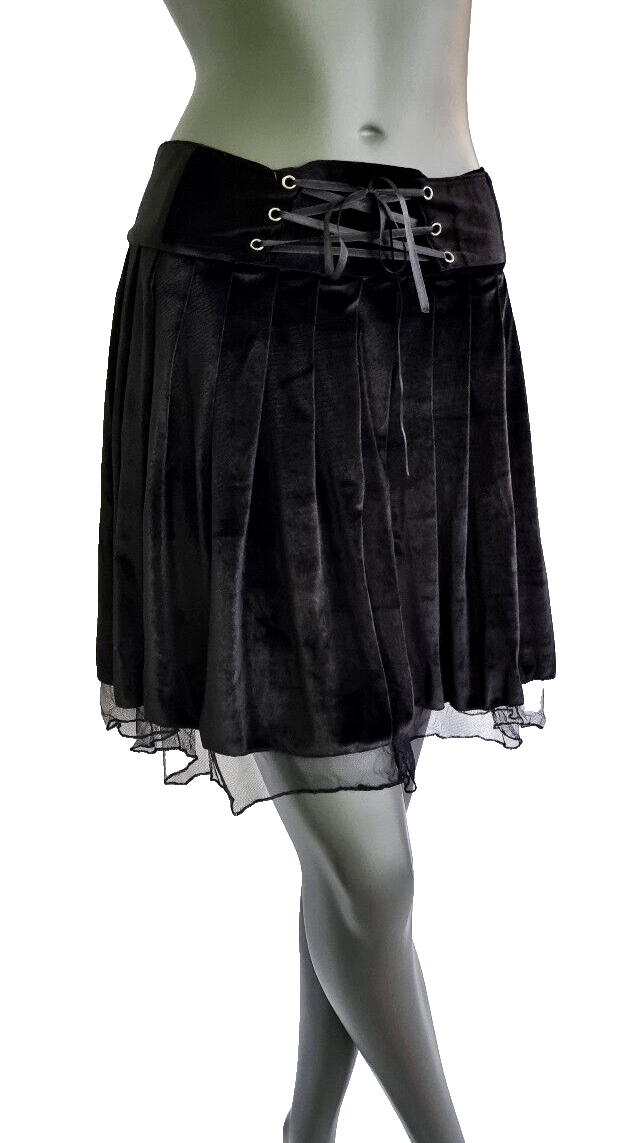 Minirock Samtrock Faltenrock Gothic Punk Rock Pixie Dark rot Gr.38/40