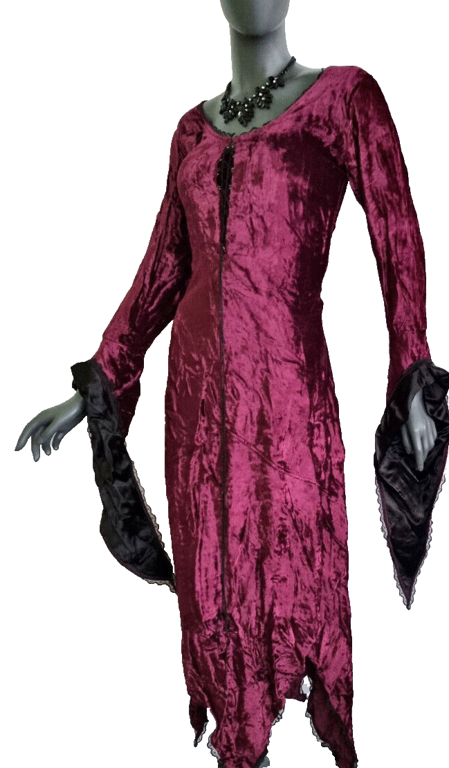 Bäres Zipfel Samtkleid Maxikleid Mittelalter Gothic Witch bordeaux-rot Gr.38/40