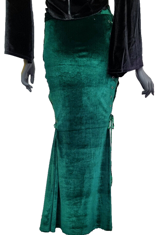 Bäres Maxirock Corsagenrock Samt victorian gothic smaragdgrün Gr.34/36