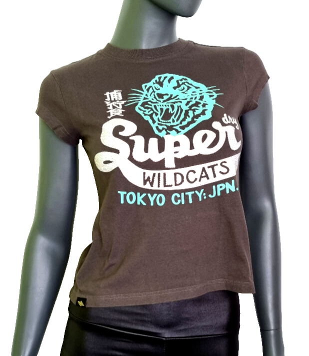 Superdry vintage Wildcats Shirt short Strass Gr.S/34