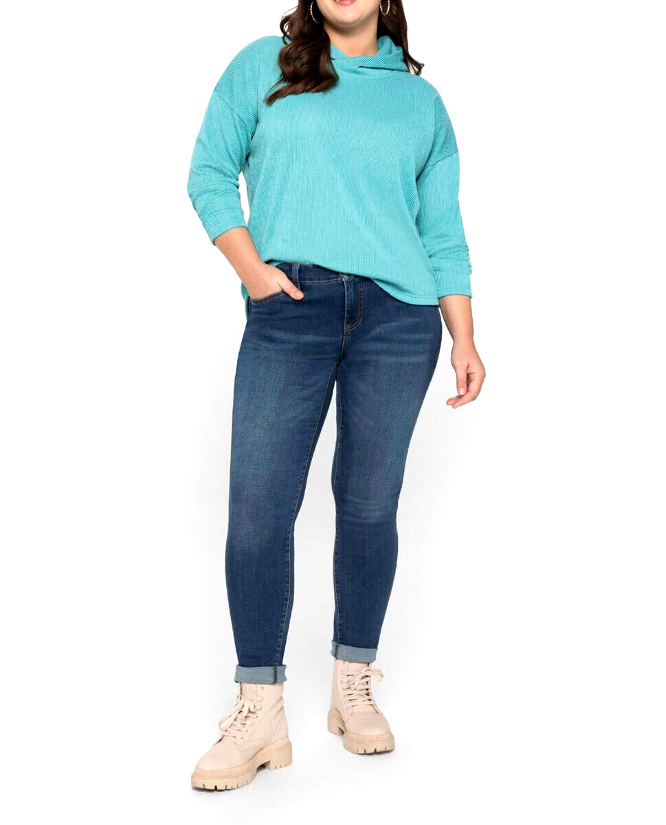 Sheego Longsleeve Struktur Kapuzenshirt Hoodie Gr. 44/46