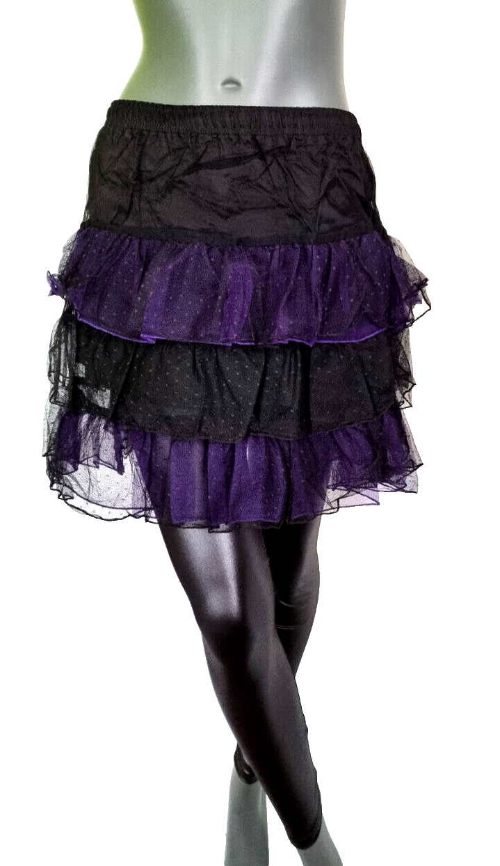 Bäres Tüllrock Spitze Gothic Punk Rock Dark schwarz lila dots Gr.42-44