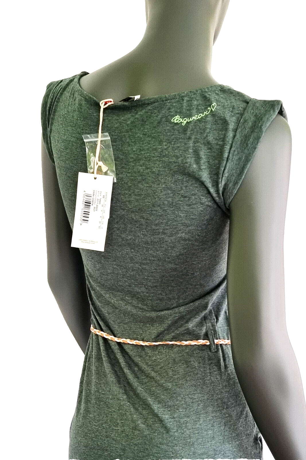 Ragwear Sommerkleid Tagg grün melange mit Gürtel Gr.XS,S,M