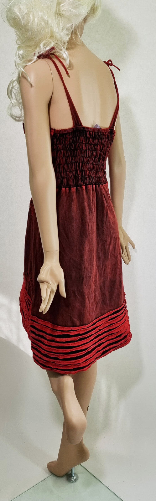 Razor Cut Ethno Kleid handgewebt blau grün rot Hängerkleid Gr.34-38