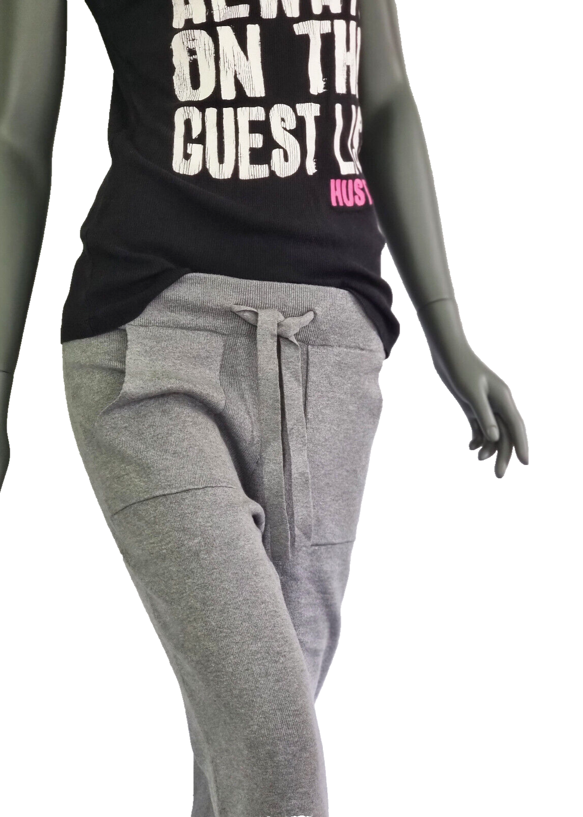 Aniston Feinstrick Hose Damen Schnürung grau Schlupfhose Jogger Kombitalent 42