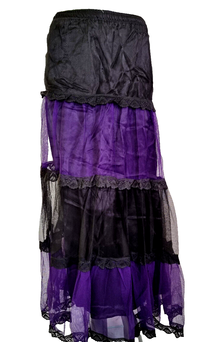 Maxirock Gothic Victorian Punk Larp Tüll Stufenrock lila Gr.36-46 freesize
