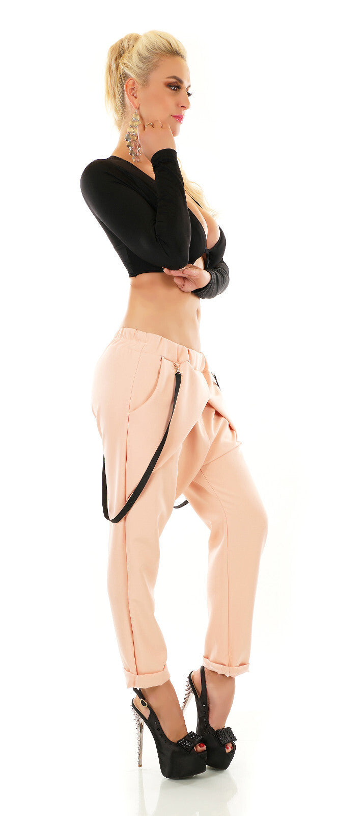 Damen Harem JogPants Baggy Boyfriend Freizeithose Bänder 34-38 onesize