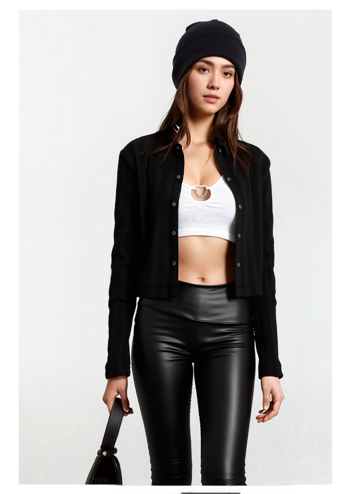 Calvin Klein Strickjacke Badge Elongated Kurzjacke Rib Struktur Gr.3XL