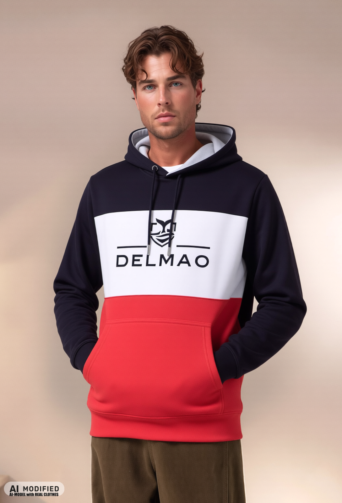 DELMAO Kapuzensweatshirt loose fit Colourblocking Gr. 3XL