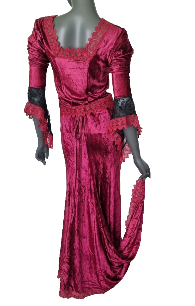 2 Teiler Rock + Bluse Gothic Barock Victorian bordeauxfarben Gr.34/36 kl.38