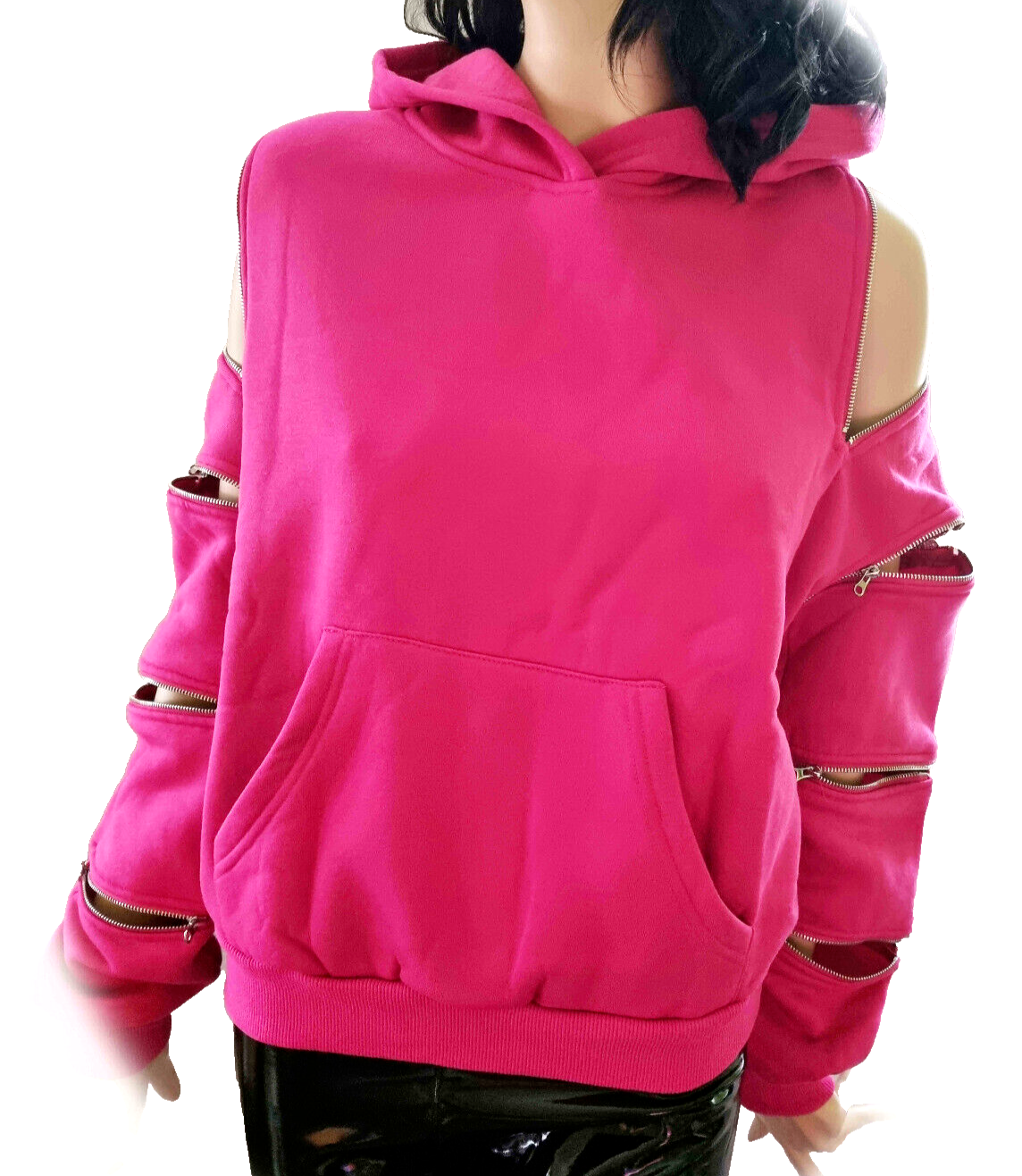 Kapuzensweatshirt Zipper Hoodie Oversize-Look Gr.34/36