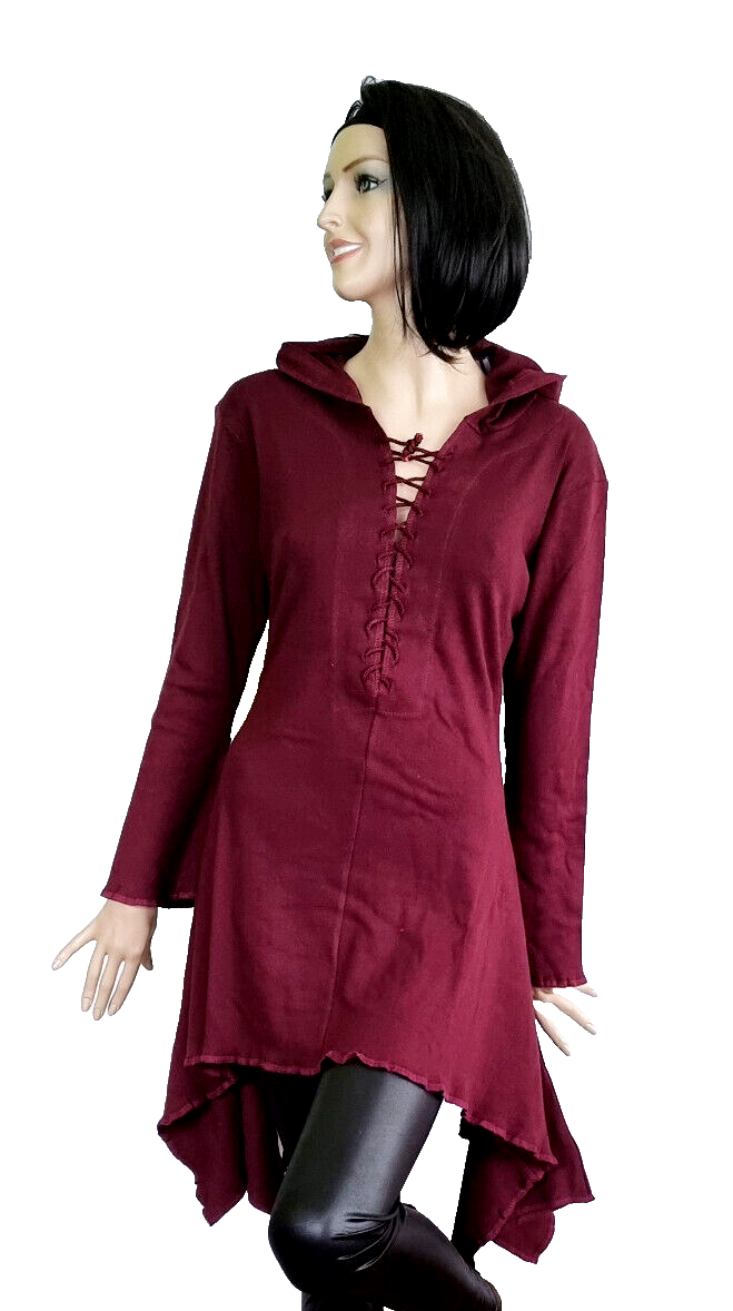 Gugel Zipfelkleid Shirtjacke Goa Ethno Medieval Hippie Gr.36-40