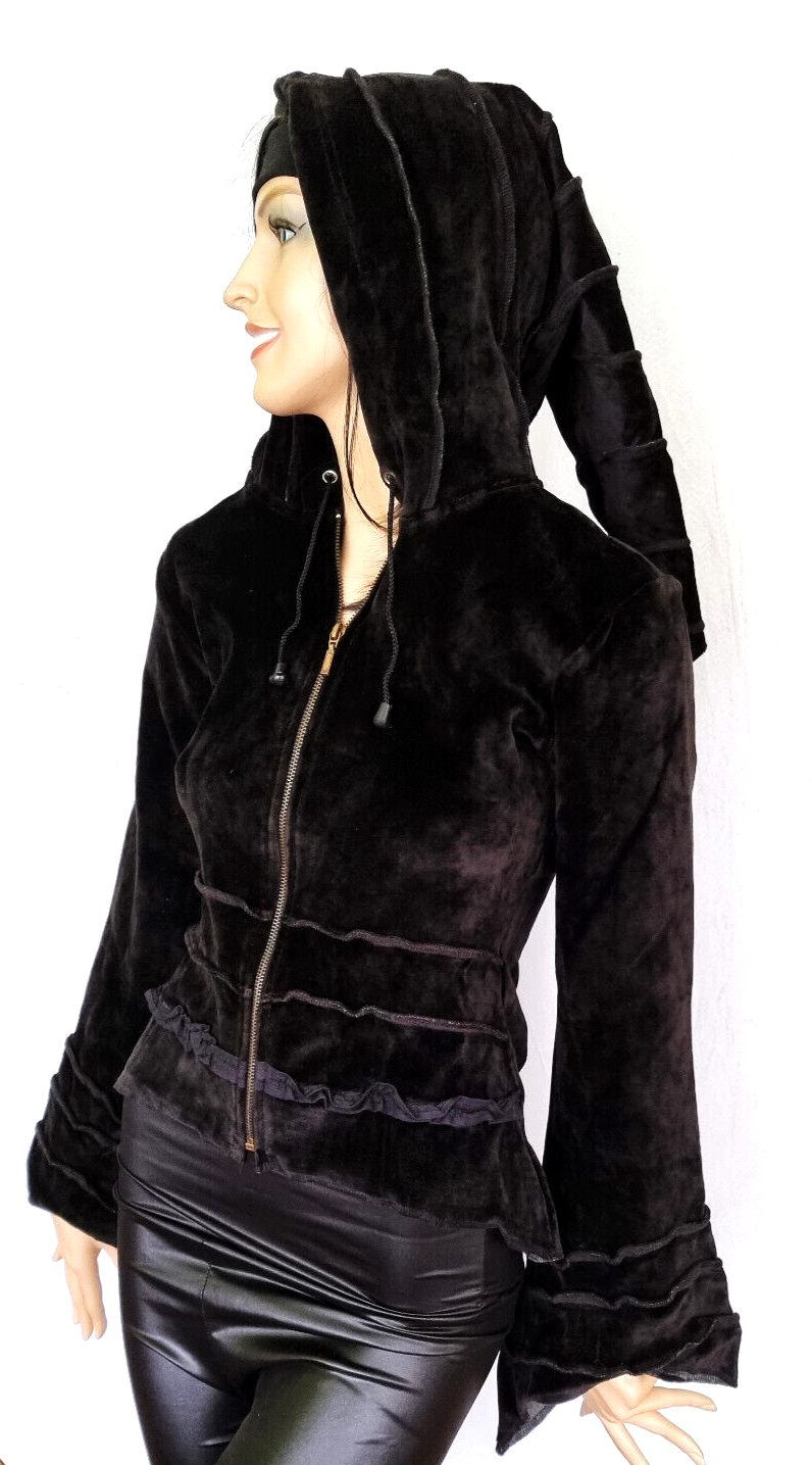 Gugel Zipfeljacke Baumwoll-Samt Goa Ethno Gothic Medieval Hippie Gr.34/36