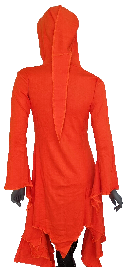 Gugel ZipfelKleid Gothic Ethno Hippie Witch Pixie rot, orange,grün Gr.S/M, L/XL