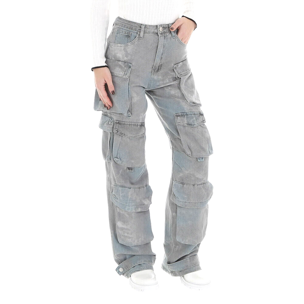 Laulia Damen High Waist Jeans Cargo Pant Gr.XL/38-40