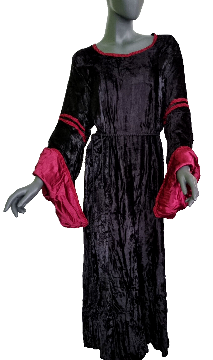 Samtkleid Maxikleid Mittelalter Gothic Witch blaugrau Gr. 36-38