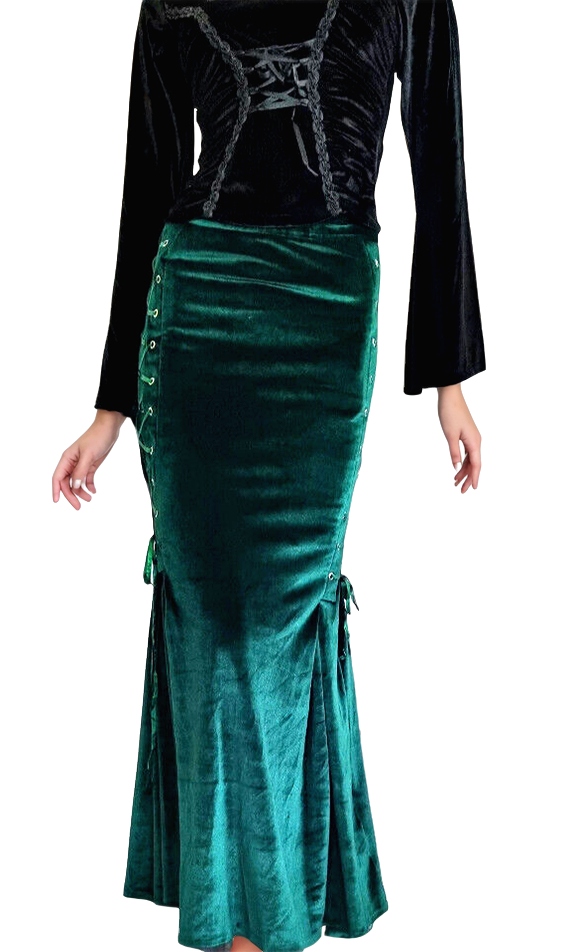 Maxirock Corsagenrock Samt victorian gothic Mermaid grün Gr.34/36