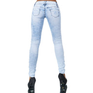 Original Damen Jeans Patches comic destroyed Low Cut Hüftjeans Gr.32-34