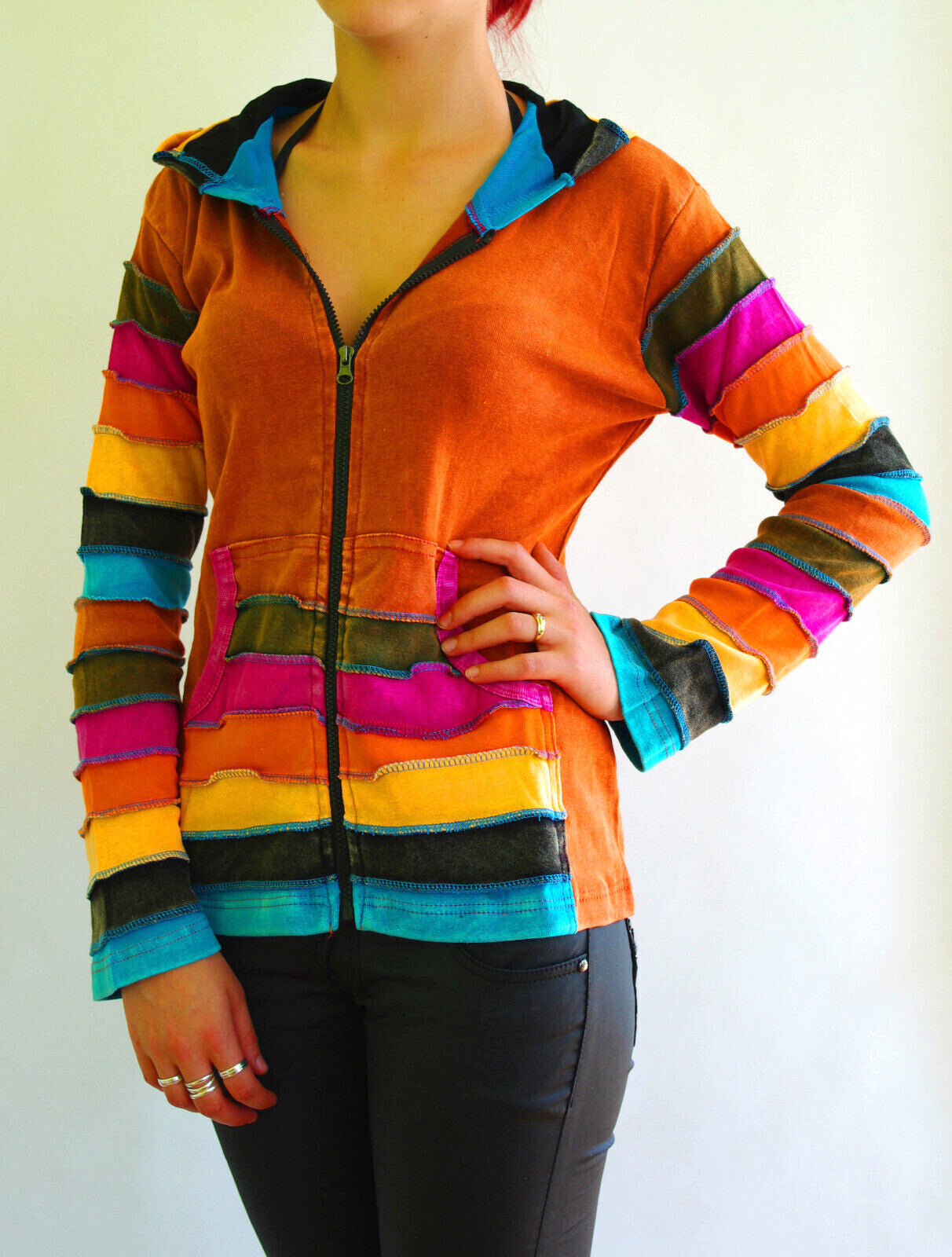 Gugel Patchwork Jacke Nepal Goa Ethno Gr.36-42