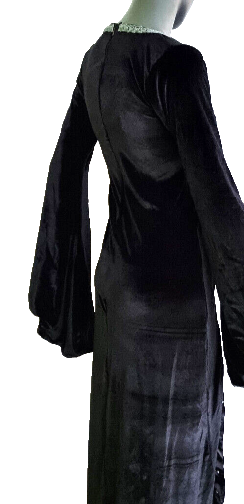 Samtkleid Maxikleid fleur de Lis Mittelalter Gothic schwarz Gr. 34-38