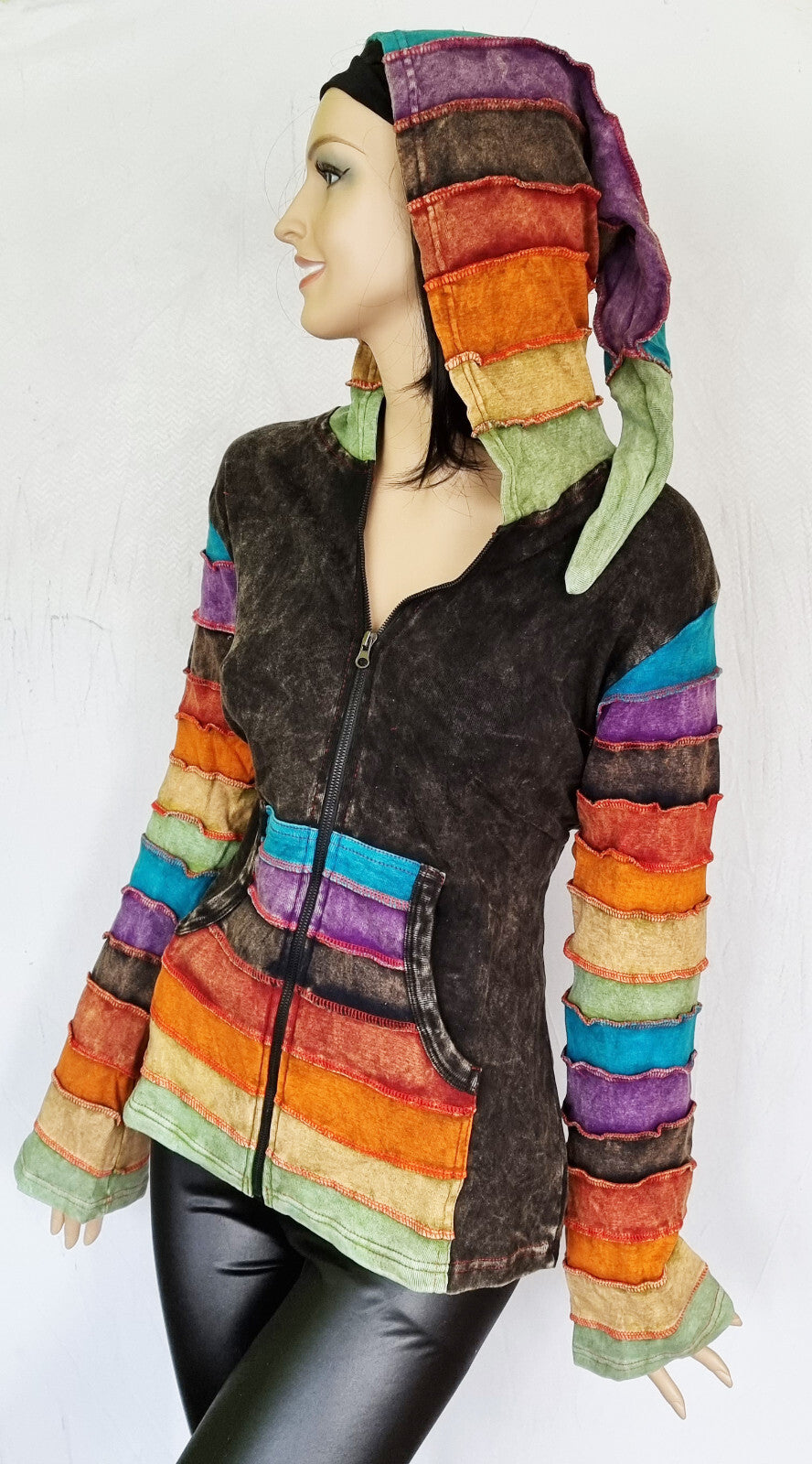 Gugel Patchwork Jacke Nepal Goa Ethno Gr.36-42