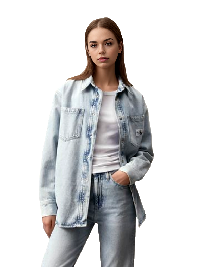 Calvin Klein Jeans – Dad-Jeanshemd Hemdjacke Hellblau Gr.M 40/42