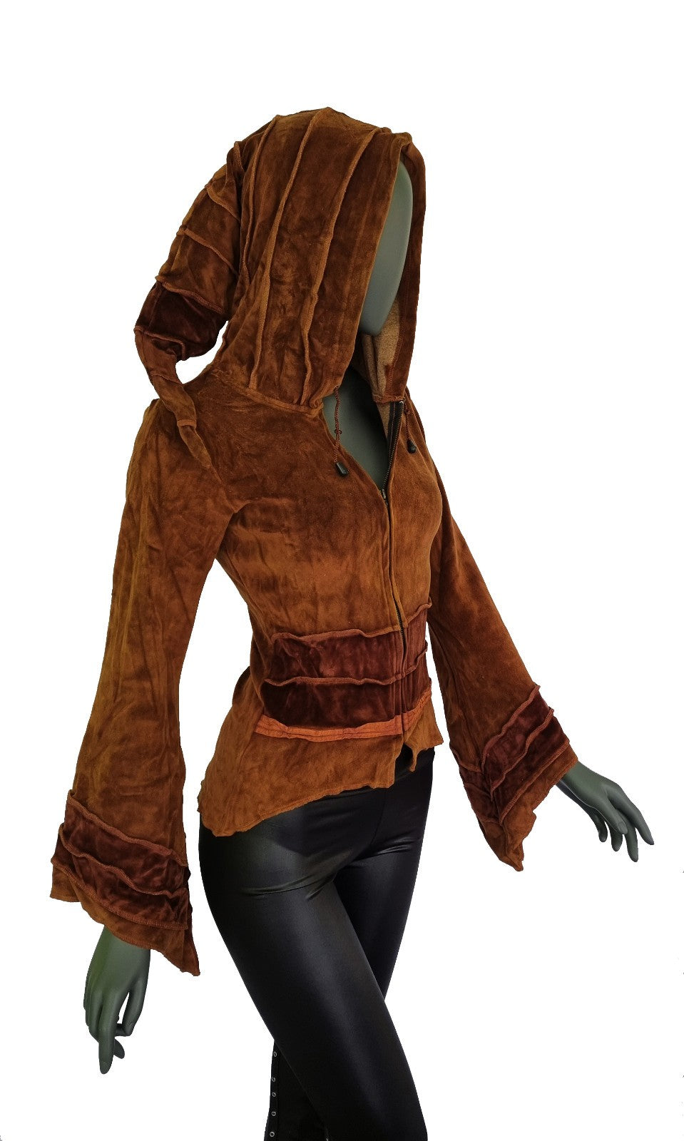 Gugel Zipfeljacke Samt Vintage Look Goa Ethno Gothic Medieval Hippie Gr.34/36