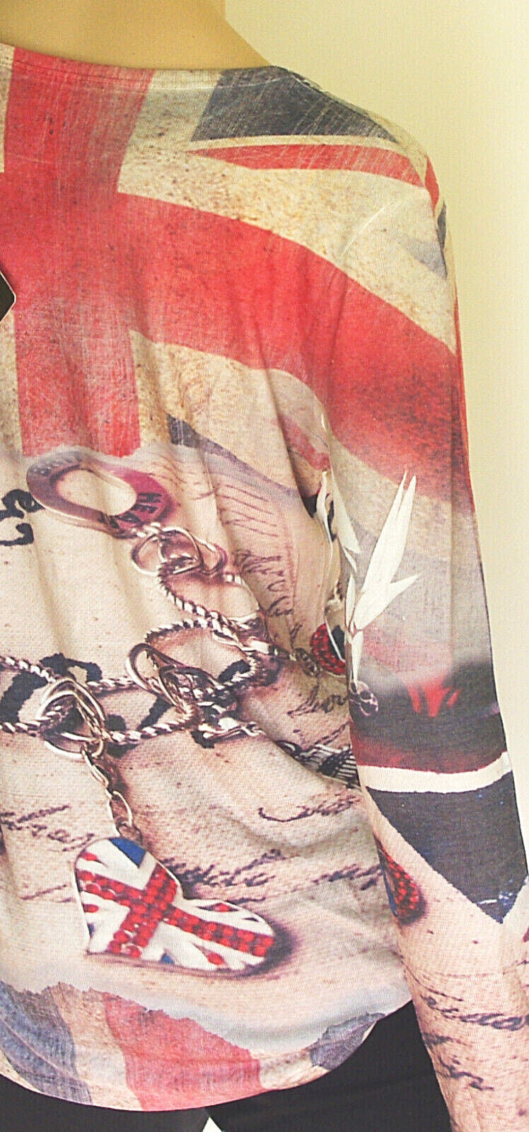 LUNA Italy Union Jack Oversize Vintage Shirt mit Nieten Gr.34-38