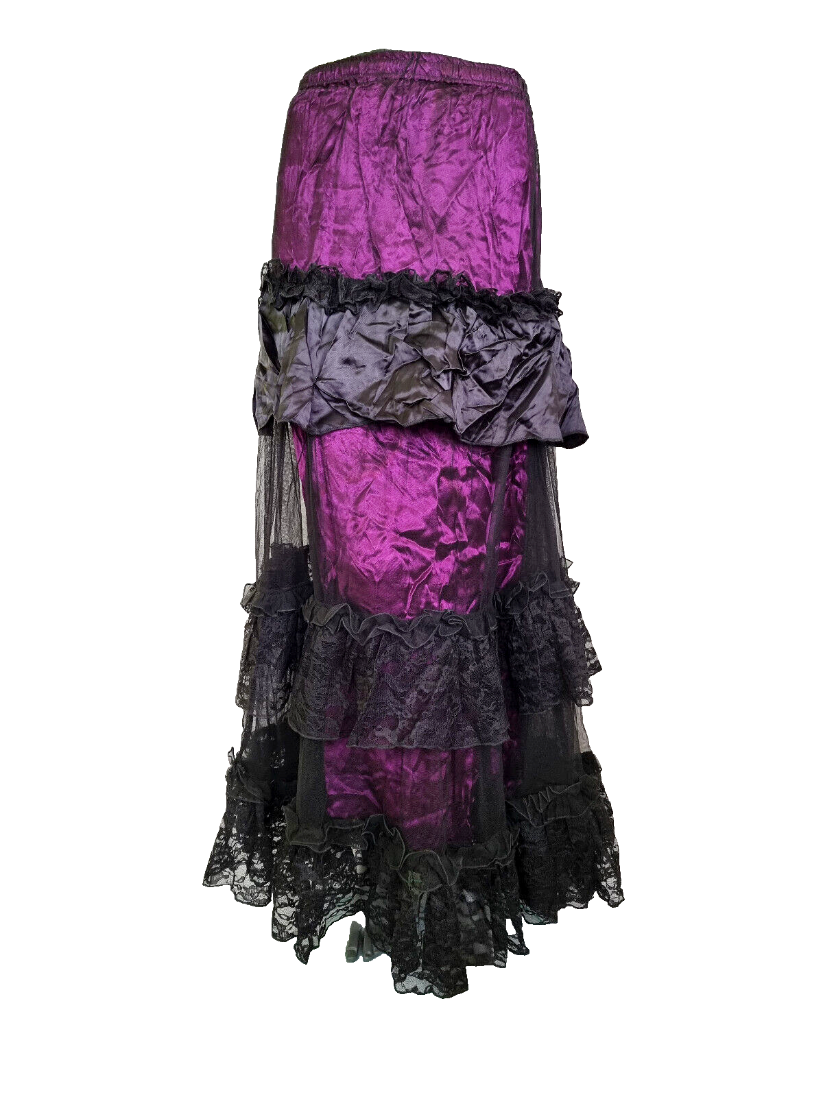 Maxirock Gothic Victorian Punk Larp Tüll violett Stufenrock Gr.36-44 freesize