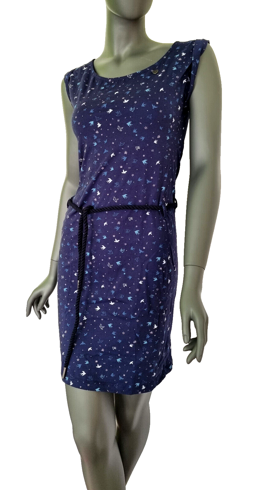 Ragwear Tammi Birds Sommerkleid navy mit Gürtel Gr. S