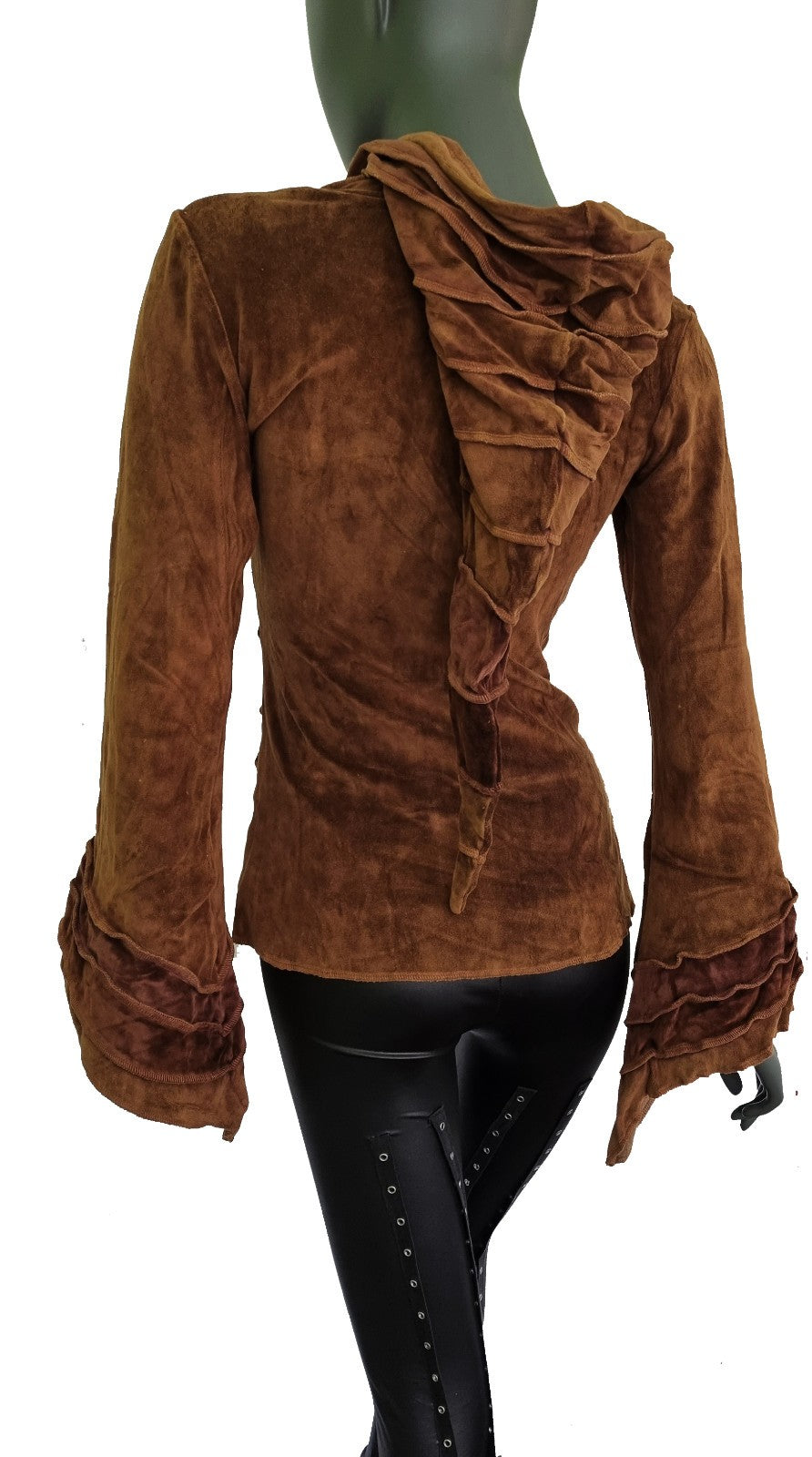 Gugel Zipfeljacke Samt Vintage Look Goa Ethno Gothic Medieval Hippie Gr.34/36