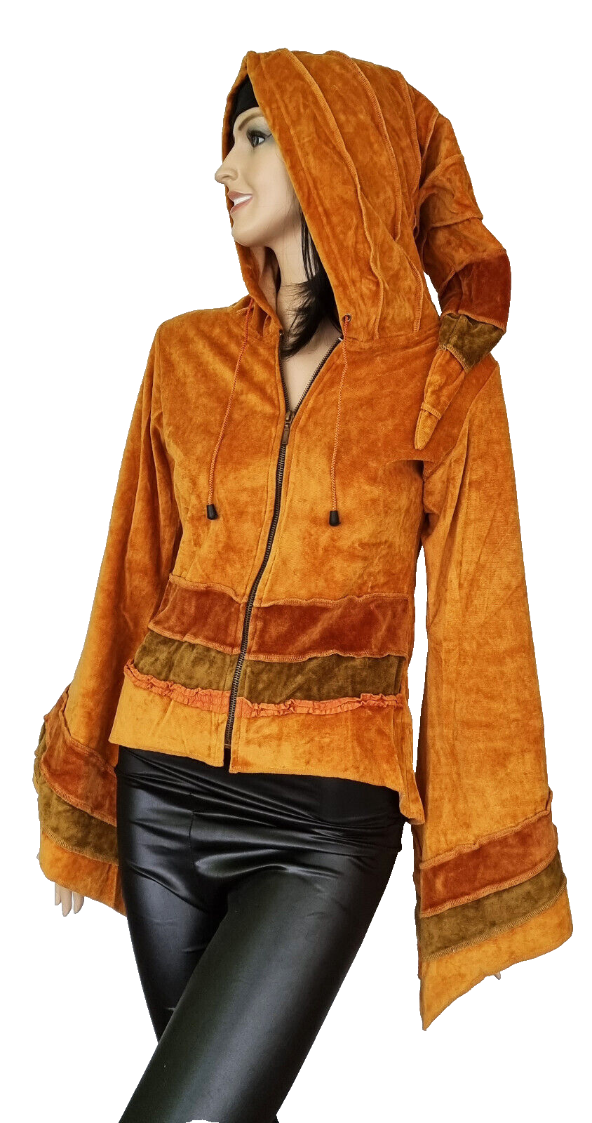 Gugel Zipfeljacke Baumwoll-Samt Goa Ethno Medieval Hippie Boho Gr.36/38