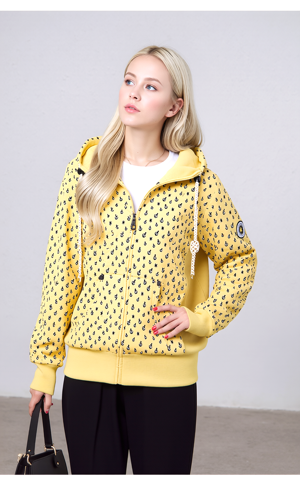Ankerglut Damen Anker Hoodie maritim Sweatjacke sonnengelb Gr. 40