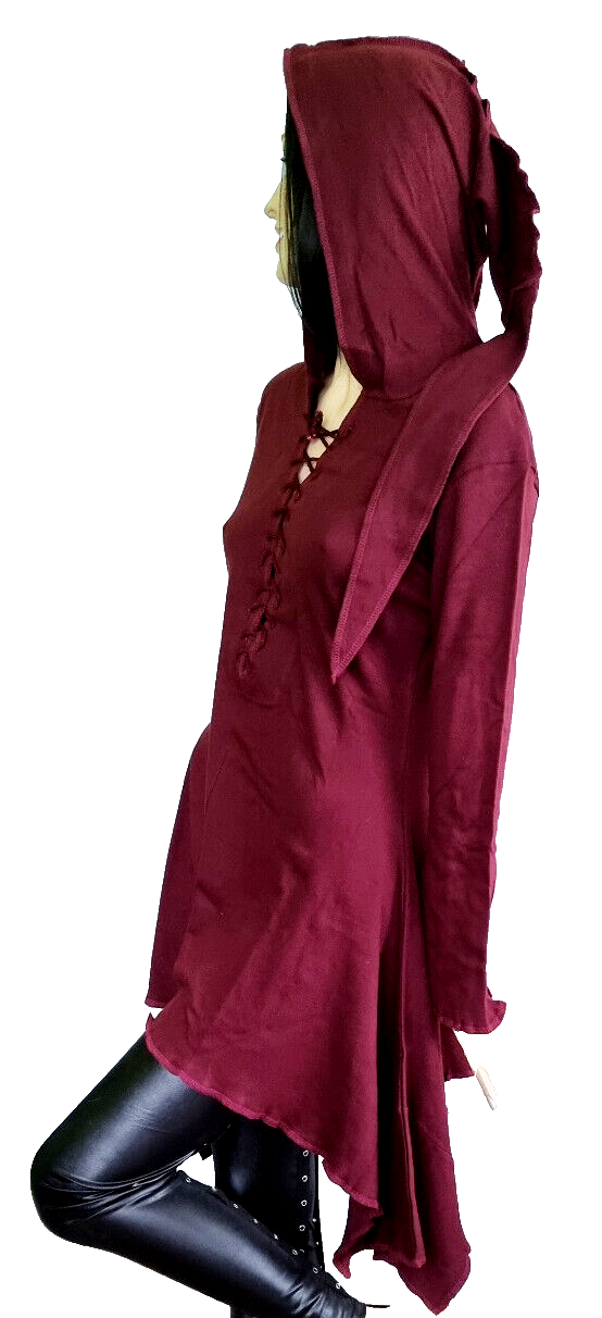 Gugel Zipfelkleid Shirtjacke Goa Ethno Medieval Hippie Gr.36-40