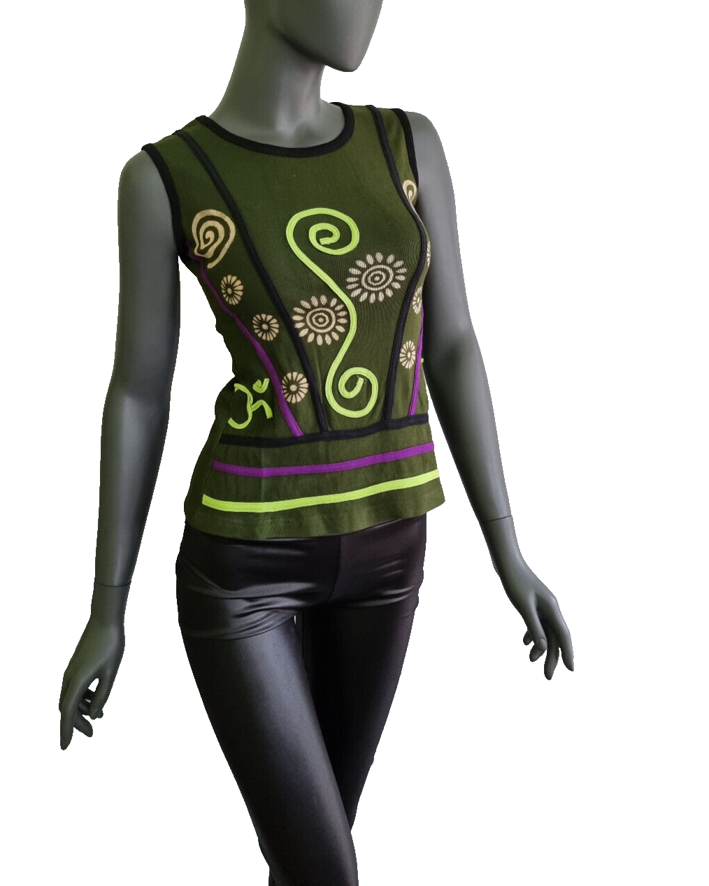 Nepal Ethno Damen Top Flower Hippie Boho grün Gr. 34/36 onesize