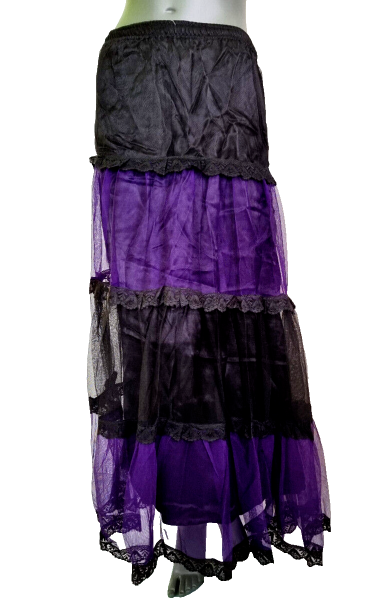 Maxirock Gothic Victorian Punk Larp Tüll Stufenrock lila Gr.36-46 freesize