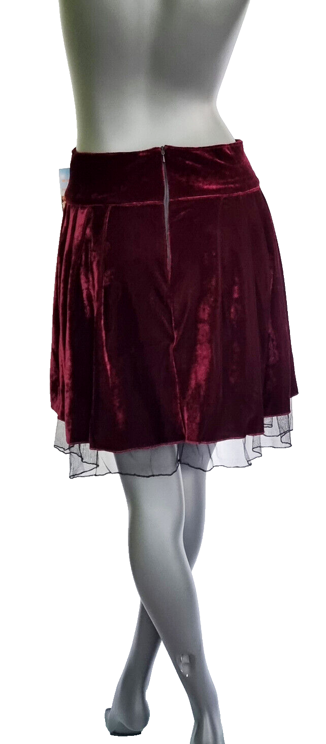 Minirock Samtrock Faltenrock Gothic Punk Rock Pixie Dark dunkelrot Gr.34-38