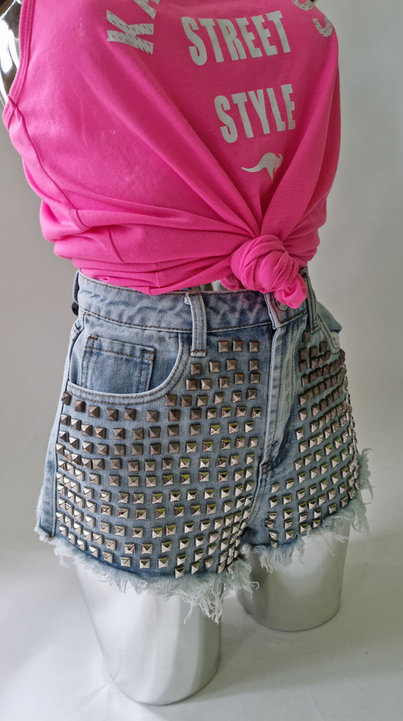 High Waist Jeans Hot Pants Nieten Gr.36,38