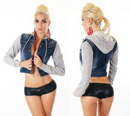 Simply Chic Jeansjacke mit Sweat Damen Kurzjacke Gr. L/38