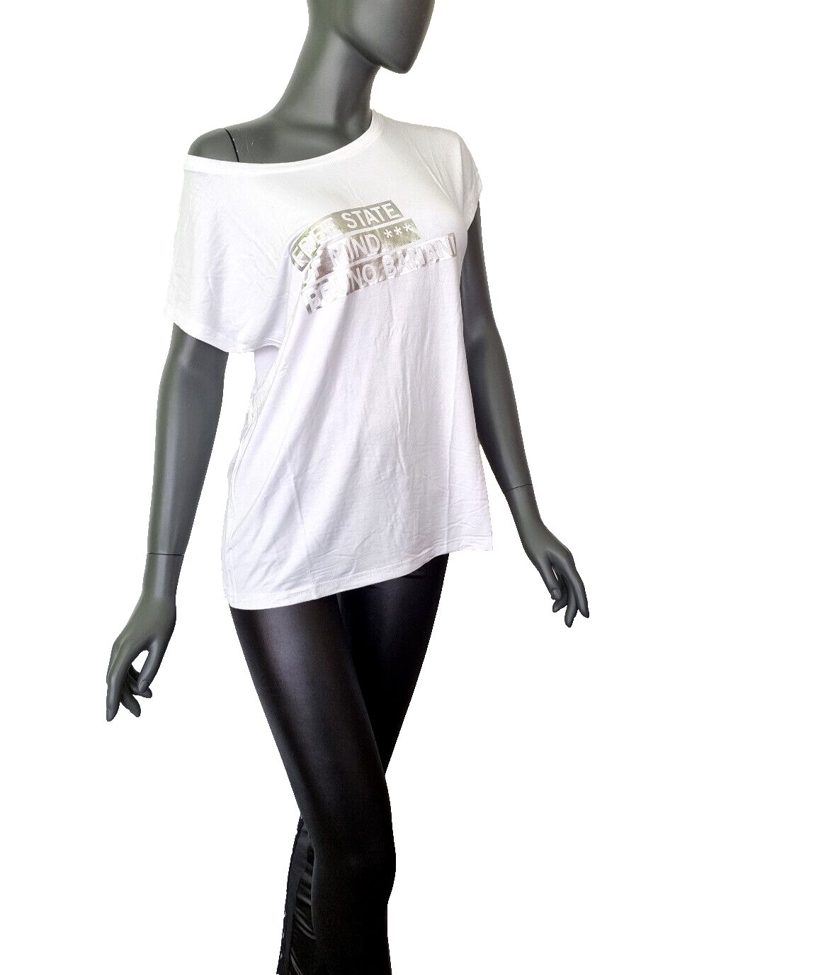 Bruno Banani Longshirt relaxed silver print schneeweiss Gr.38