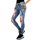 Zeige Bild Original Damen Jeans Skinny Rosen destroyed stretch Low Cut Hüftjeans Gr.34-36 3