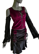 Zeige Bild Samtshirt Schnürung Spitzenärmel off shoulder Gothic Gr. 34-38 2