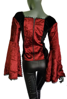 Zeige Bild Gothic Samt-Bluse bordeaux Pentagramm Witch Dark role-playing Gr.34-38 4