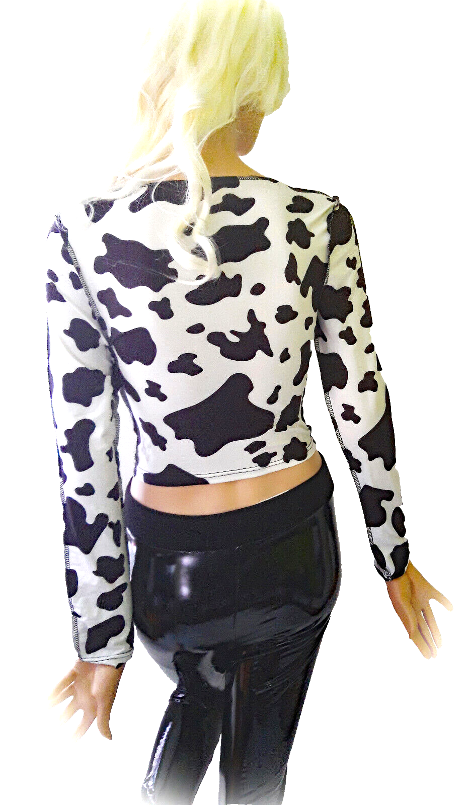 Sexy Kurzshirt mit Strasskette Kuhflecken Gr.34/36