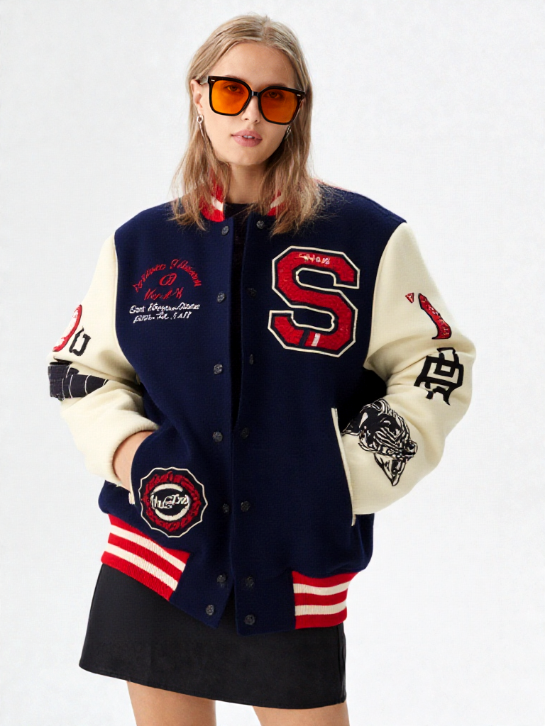 Superdry Retro College Varsity Bomberjacke Panthers Herren Gr.M Damen 40/42