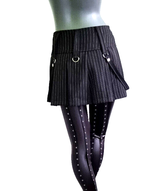 Bäres Pinstripe Faltenrock Punk Gothic Steam Gr.34/36