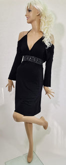 Zeige Bild Sexy Jerseykleid Raffung tiefer Ausschnitt Neckholder rückenfrei Gr.36/38 2