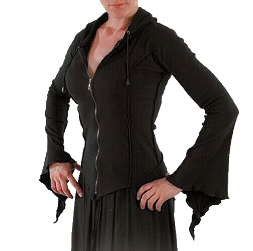 Gugel Shirtjacke Goa Ethno Boho Medieval Hippie schwarz Gr.40/42