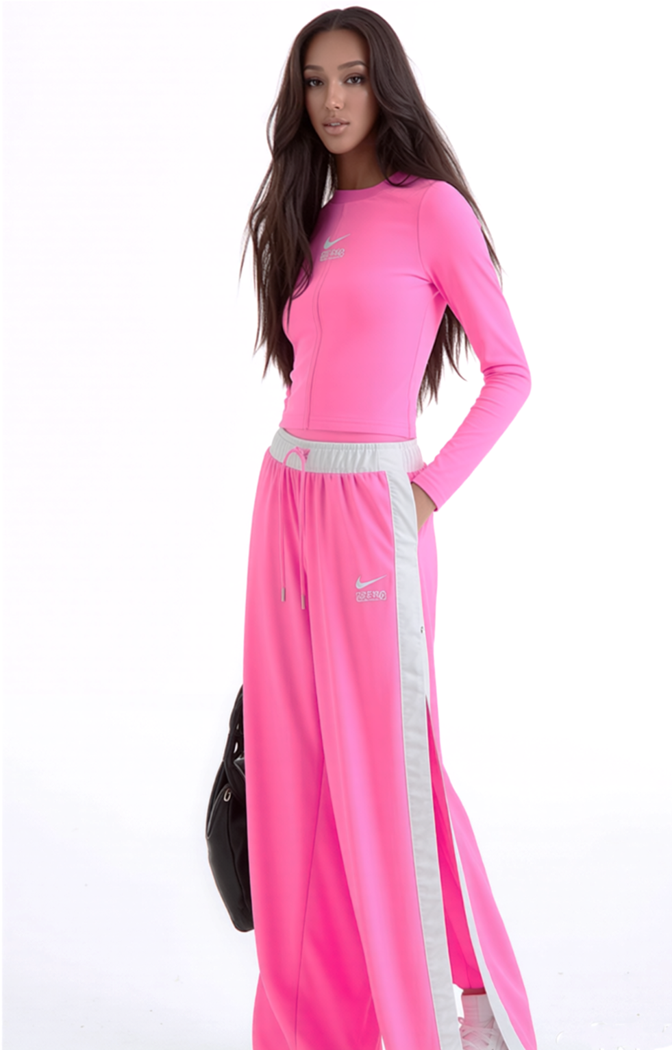 Nike Pants Air Mid-Rise Breakaway pink grau Gr.XS